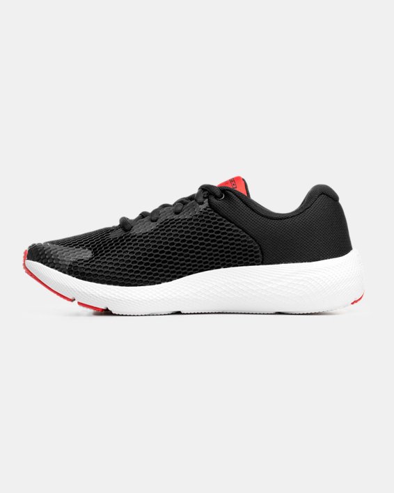 Boys' Grade School UA Charged Pursuit 2 Big Logo Running Shoes in Black image number 1